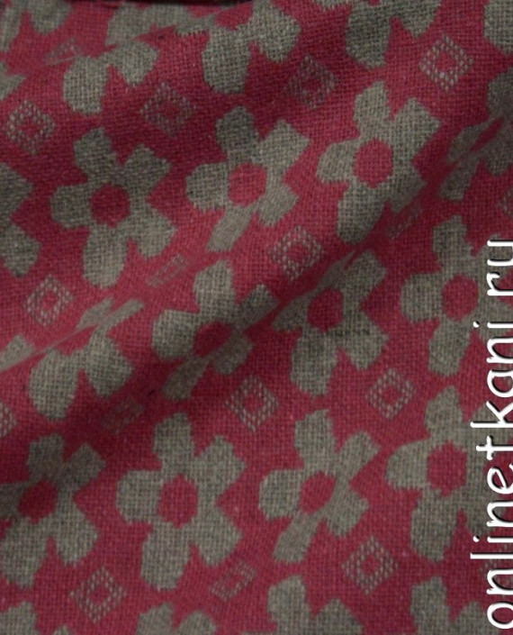 Ткань Костюмно-пальтовая 1200 цвет малиновый цветочный картинка