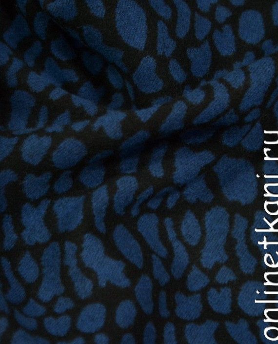 Ткань Пальтовая 1225 цвет синий анималистический картинка