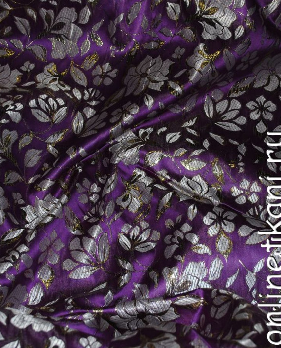 Ткань Парча "Клемантин" 007 цвет фиолетовый цветочный картинка