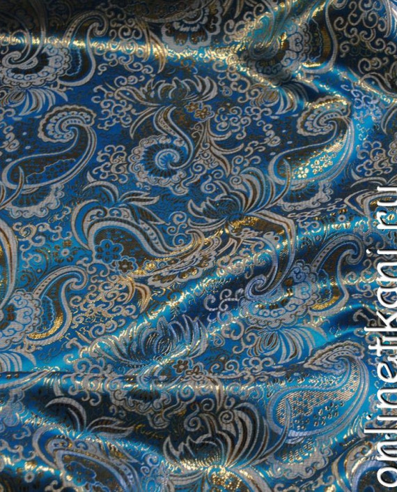 Ткань Парча "Китайское небо" 011 цвет голубой абстрактный картинка