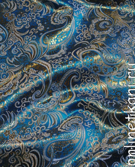 Ткань Парча "Китайское небо" 011 цвет голубой абстрактный картинка 1