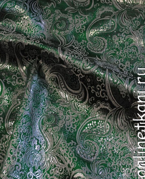 Ткань Парча "Нефрит" 015 цвет зеленый абстрактный картинка