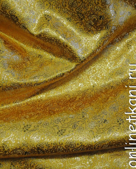 Ткань Парча "Золото на желтом" 023 цвет желтый цветочный картинка