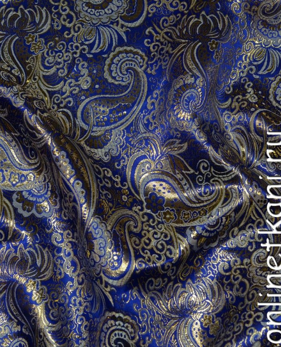 Ткань Парча 052 цвет синий абстрактный картинка