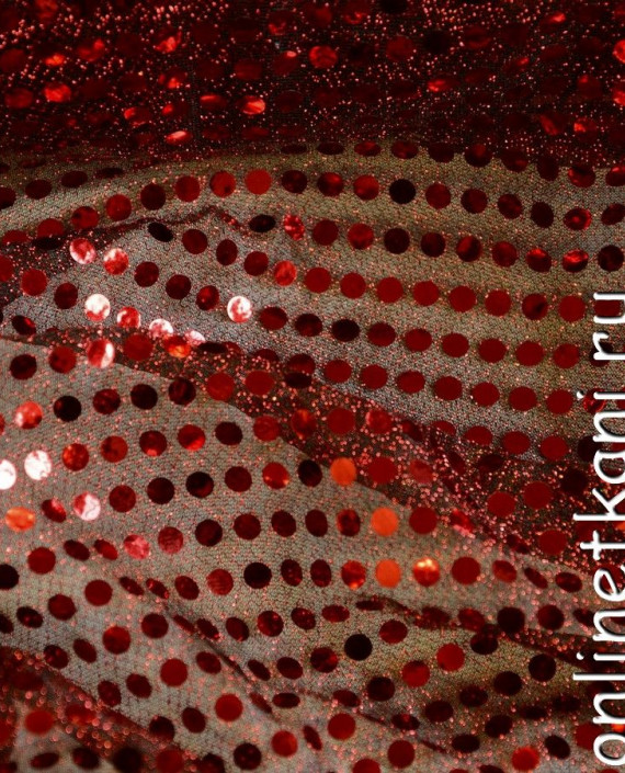 Ткань Сетка с пайетками 075 цвет бордовый в горошек картинка