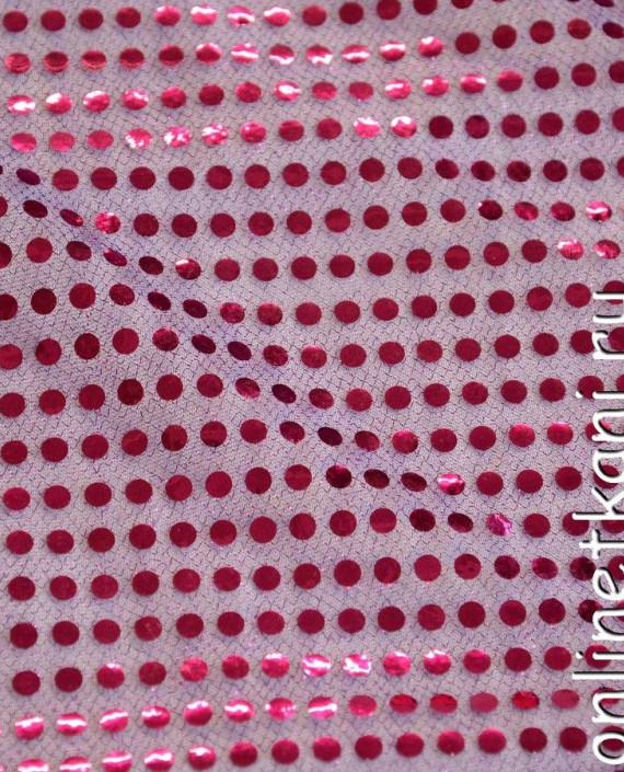 Ткань Сетка с пайетками 076 цвет малиновый в горошек картинка