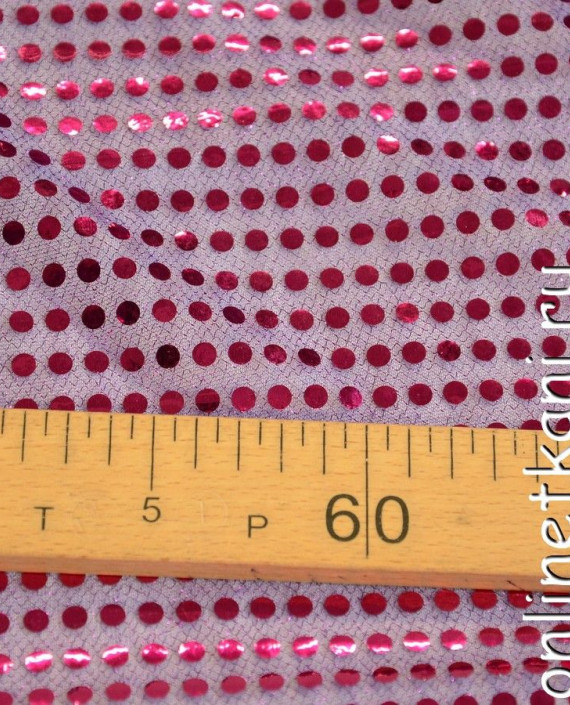 Ткань Сетка с пайетками 076 цвет малиновый в горошек картинка 2