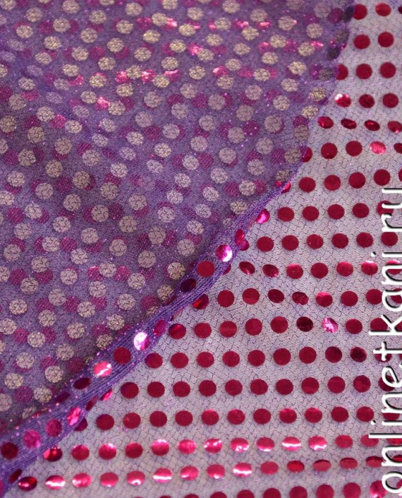 Ткань Сетка с пайетками 076 цвет малиновый в горошек картинка 1
