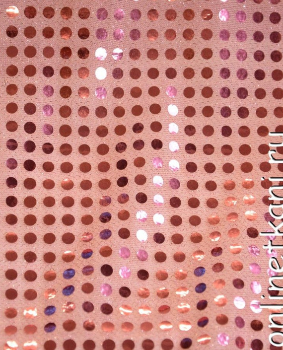Ткань Сетка с пайетками 077 цвет розовый в горошек картинка