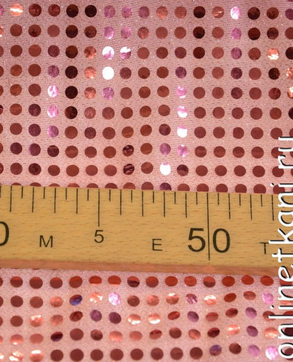 Ткань Сетка с пайетками 077 цвет розовый в горошек картинка 1