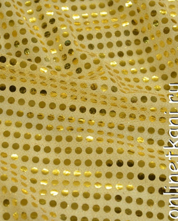 Ткань Сетка с пайетками 081 цвет желтый в горошек картинка
