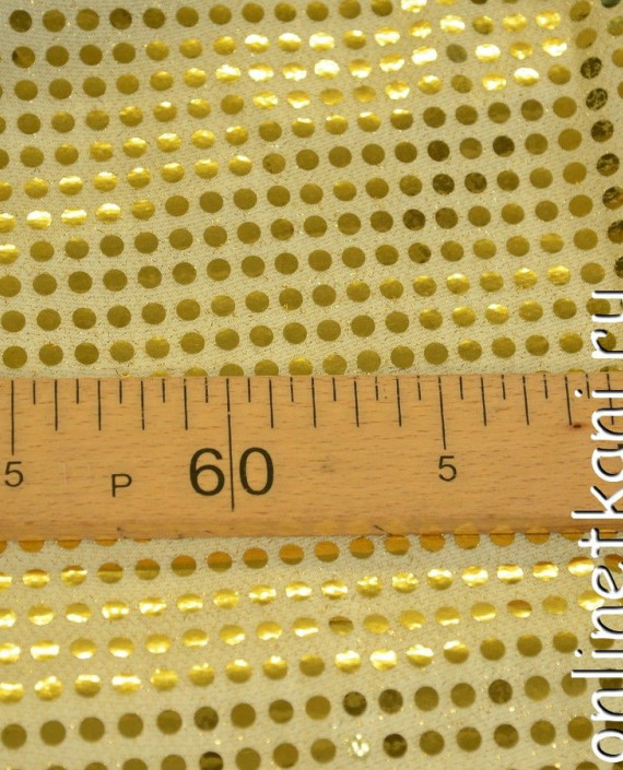 Ткань Сетка с пайетками 081 цвет желтый в горошек картинка 1