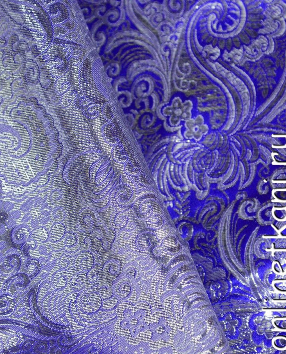 Ткань Парча 082 цвет синий абстрактный картинка 2