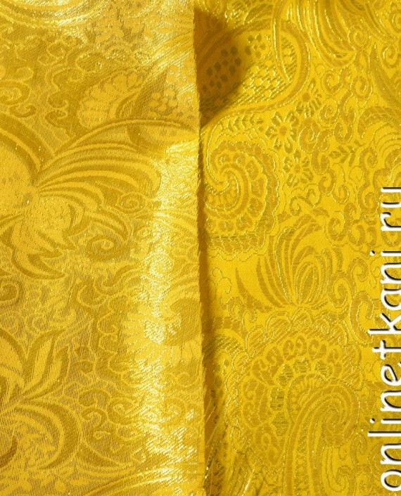 Ткань жёлтая парча картинка 1