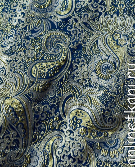 Ткань Парча 092 цвет синий абстрактный картинка