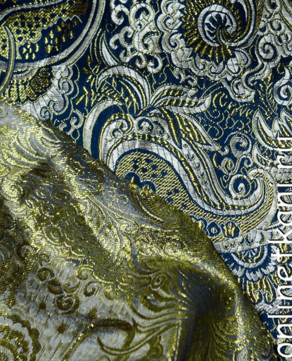 Ткань Парча 092 цвет синий абстрактный картинка 1