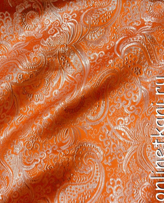 Ткань Парча 096 цвет оранжевый абстрактный картинка