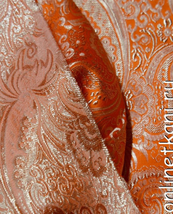 Ткань Парча 096 цвет оранжевый абстрактный картинка 2