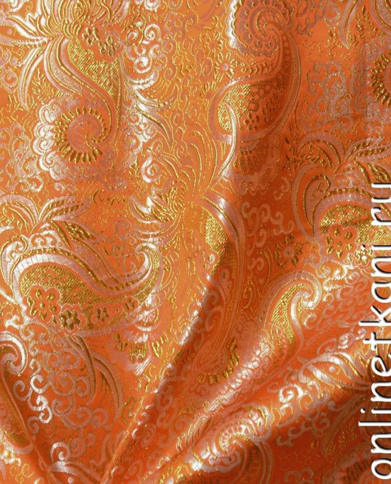 Ткань Парча 097 цвет оранжевый абстрактный картинка