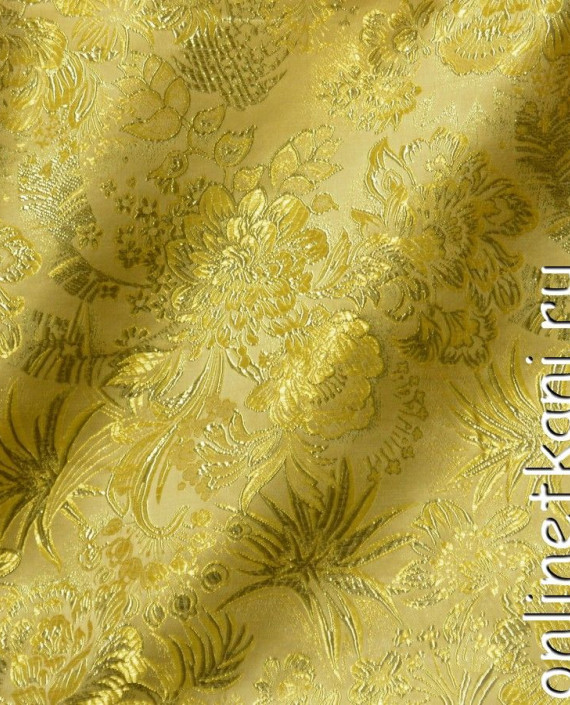 Ткань Парча 099 цвет золотой цветочный картинка