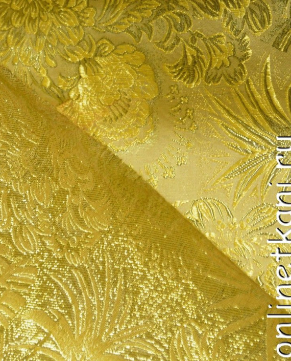 Ткань Парча 099 цвет золотой цветочный картинка 1