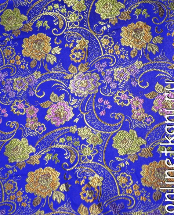 Ткань Китайский Шелк 0100 цвет синий цветочный картинка
