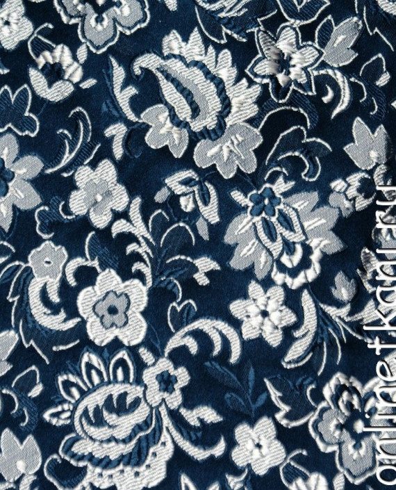 Ткань Китайский Шелк 0108 цвет синий цветочный картинка