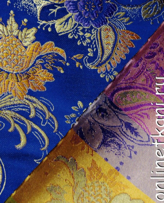 Ткань Китайский Шелк 0109 цвет синий цветочный картинка 1