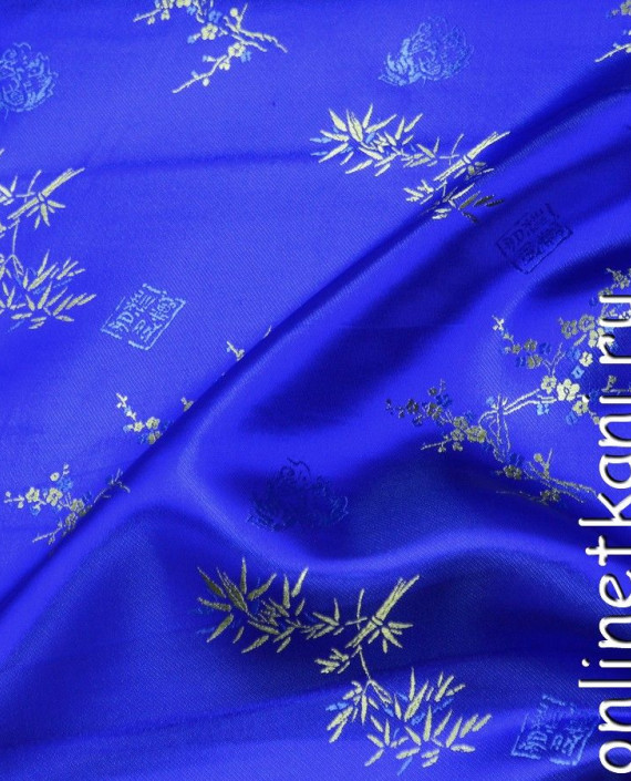 Ткань Китайский Шелк 0111 цвет синий цветочный картинка