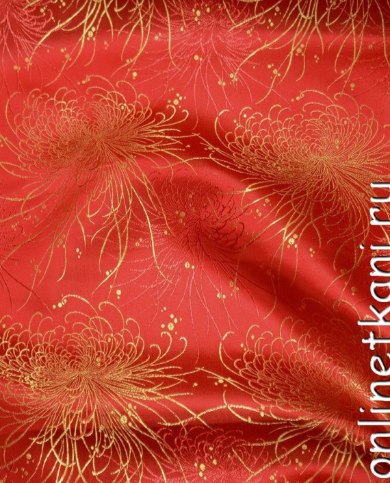 Ткань Китайский Шелк 0114 цвет красный цветочный картинка