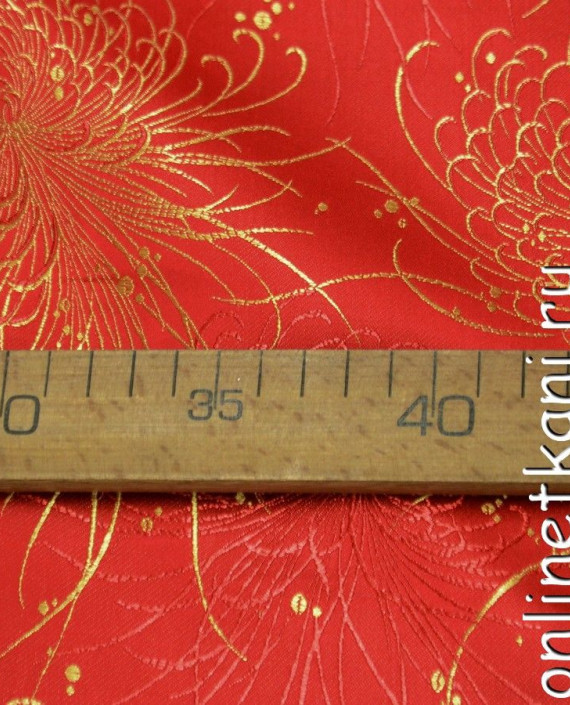 Ткань Китайский Шелк 0114 цвет красный цветочный картинка 2