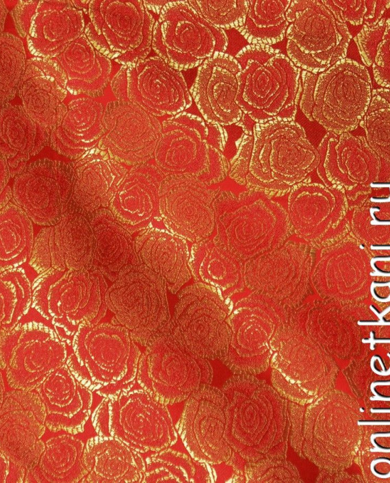 Ткань Китайский Шелк 0117 цвет красный цветочный картинка