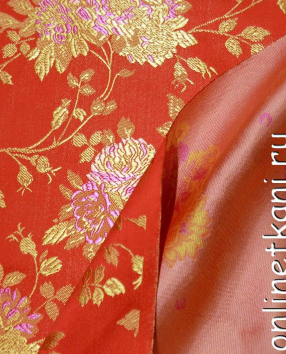 Ткань Китайский Шелк 0118 цвет красный цветочный картинка 1