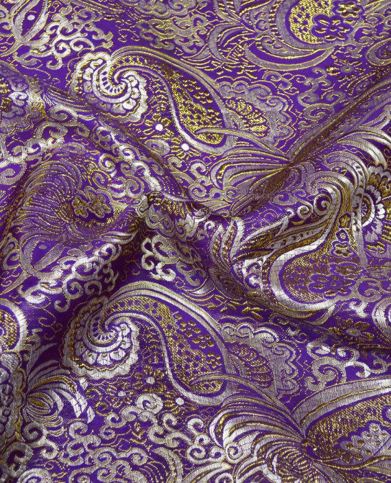 Последний отрез-1.3м Ткань Парча 1114 цвет фиолетовый абстрактный картинка