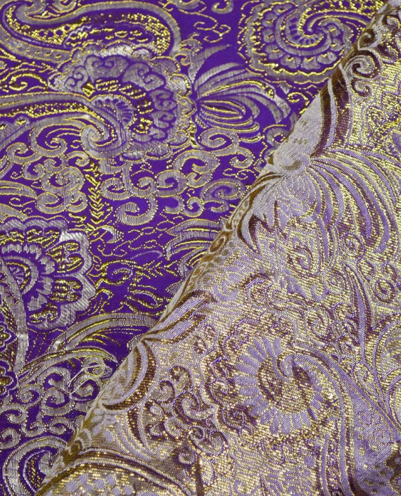 Последний отрез-1.3м Ткань Парча 1114 цвет фиолетовый абстрактный картинка 1