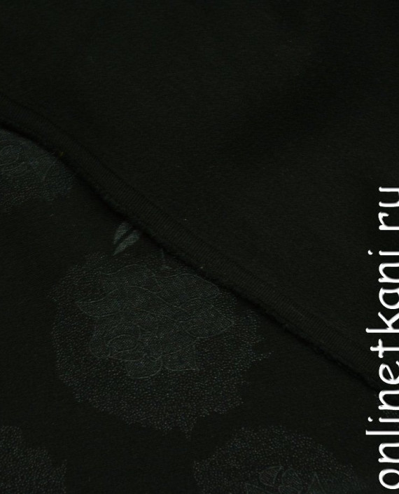 Ткань Костюмная 0147 цвет черный цветочный картинка 1