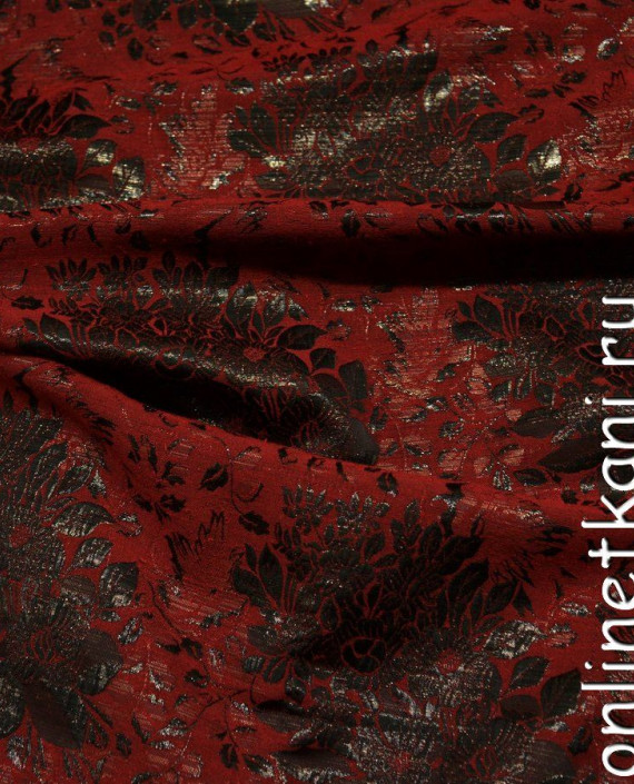 Ткань Костюмная 0152 цвет красный цветочный картинка