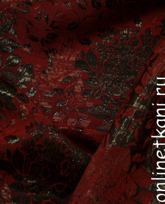 Ткань Костюмная 0152 цвет красный цветочный картинка 1