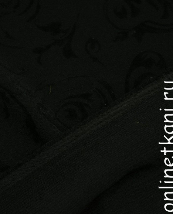 Ткань Костюмная 0156 цвет черный цветочный картинка 1