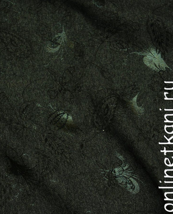 Ткань Костюмная 0158 цвет черный цветочный картинка