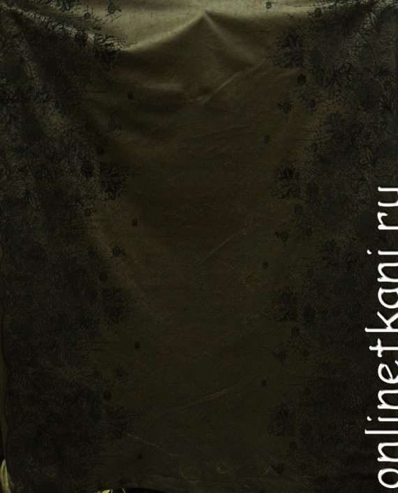 Ткань Костюмная 0184 цвет коричневый цветочный картинка 1