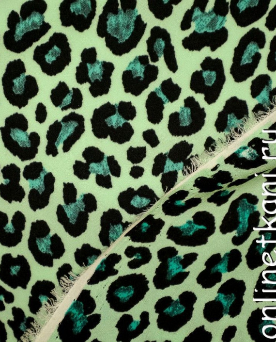Ткань Плательная 0323 цвет зеленый леопардовый картинка 1