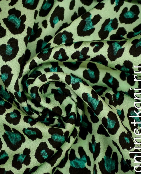 Ткань Плательная 0323 цвет зеленый леопардовый картинка