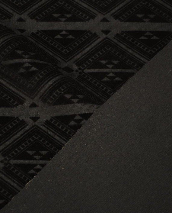 Ткань Костюмная Флок 0433 цвет черный геометрический картинка 1