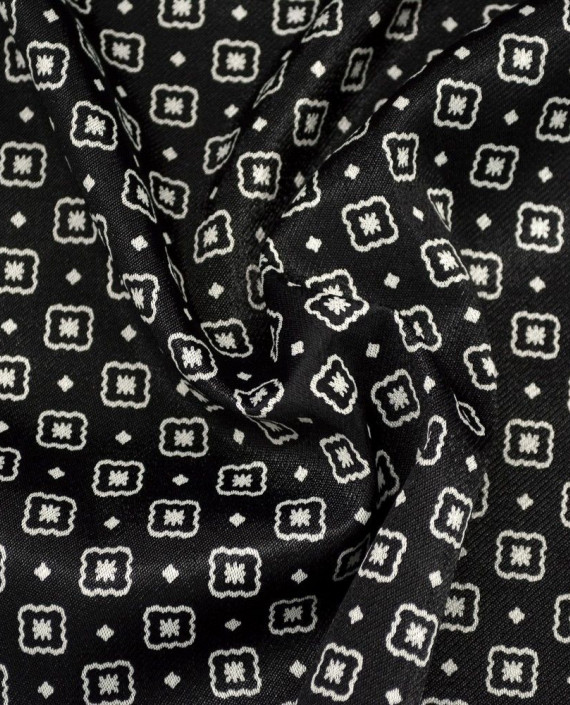 Ткань Костюмная 0509 цвет черный геометрический картинка