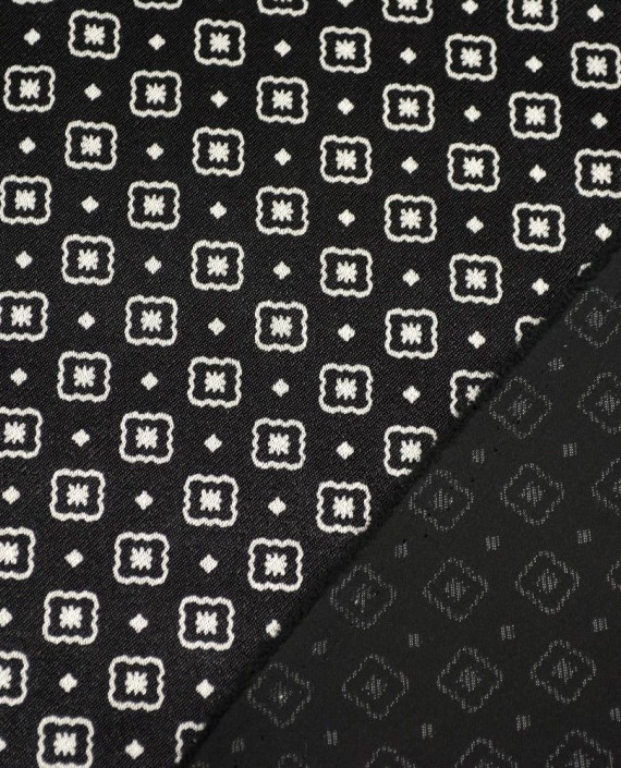 Ткань Костюмная 0509 цвет черный геометрический картинка 2