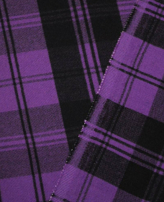 Ткань Пальтовая 0599 цвет фиолетовый в клетку картинка 2
