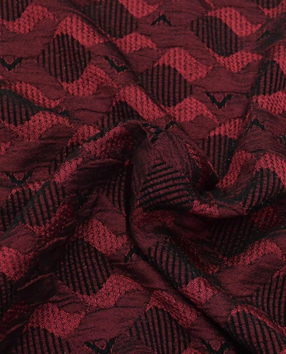 Ткань Костюмная 0673 цвет бордовый геометрический картинка