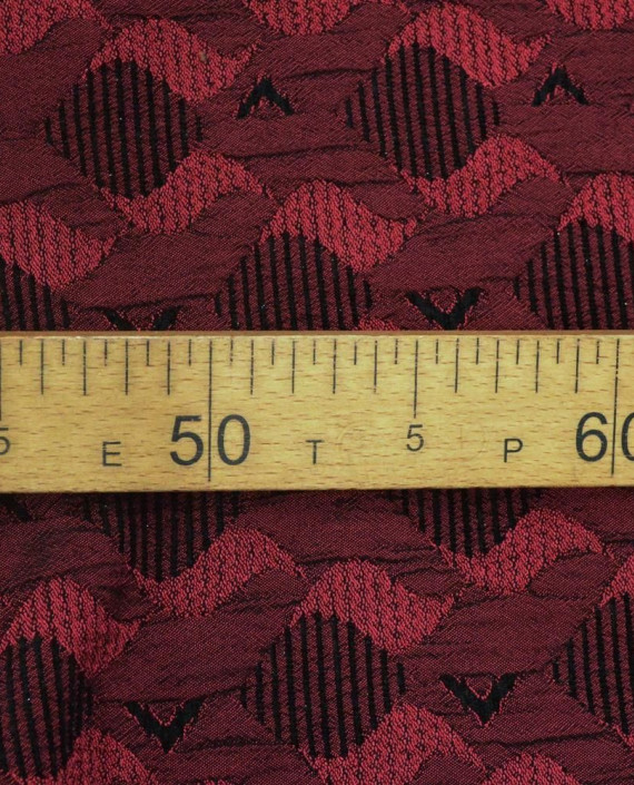 Ткань Костюмная 0673 цвет бордовый геометрический картинка 1