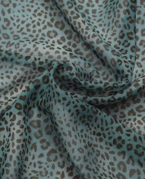 Ткань Шифон Набивной 0691 цвет голубой леопардовый картинка